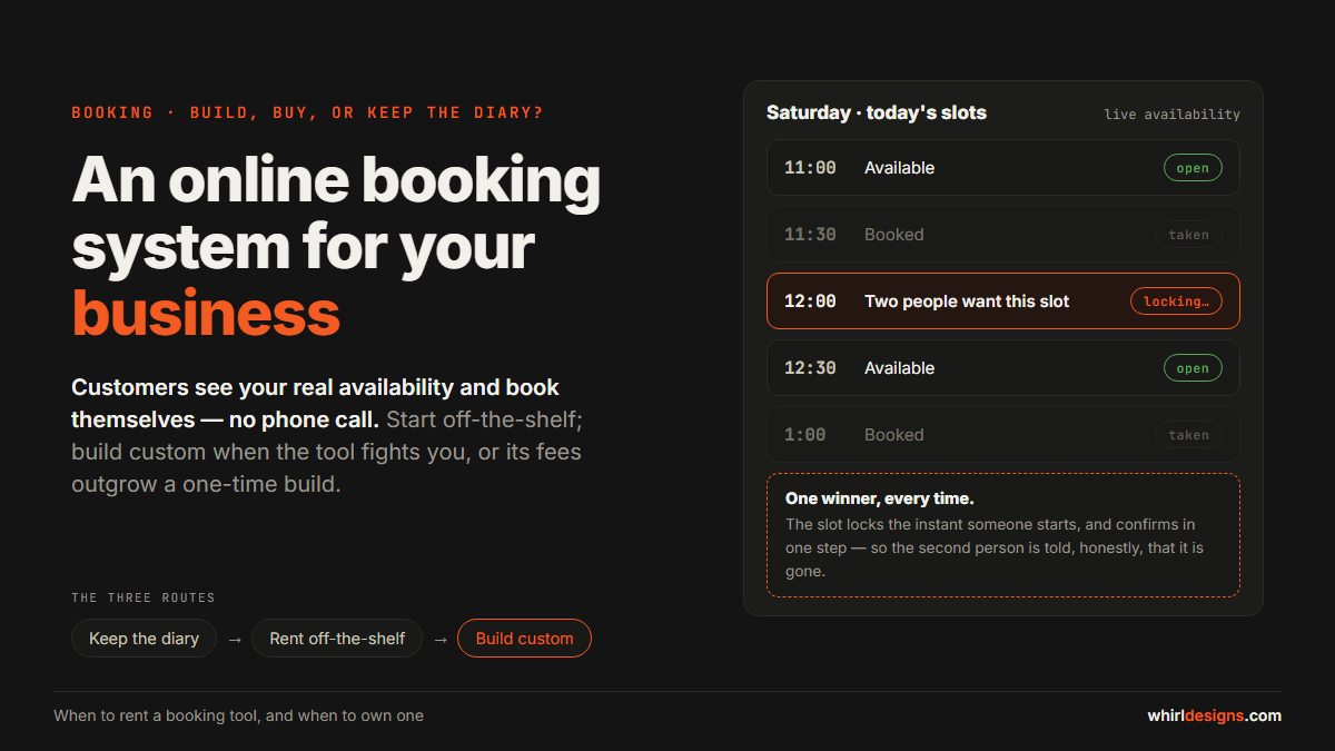 An online booking system for your business: build, buy, or keep the diary?