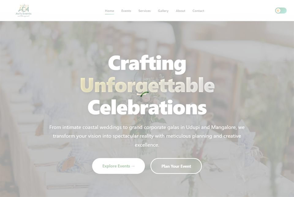 The Avi's Events & Management website